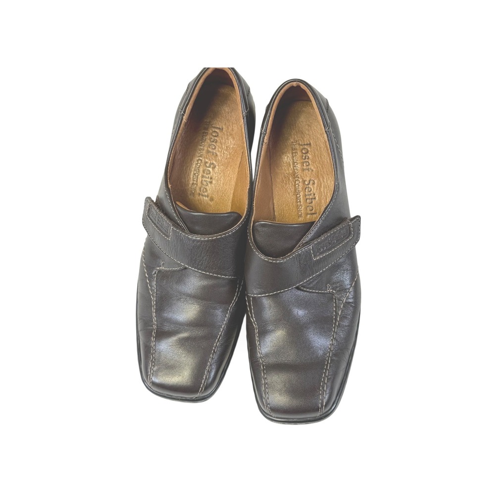 Josef Seibel Womens Dark‎ Brown Leather Comfort Shoes Hook and Loop SZ 7.5